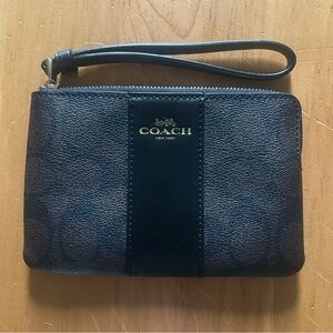 COACH Dark Brown Wristlet with Black Accent